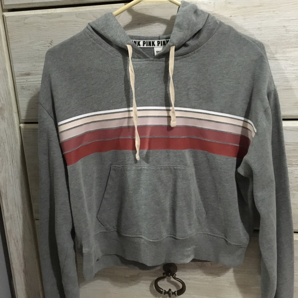 Pink Victoria’s Secret grey cropped sweatshirt